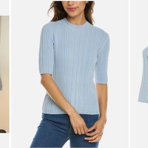 NWOT Vince Ribbed Elbow-Sleeve Top in Blue